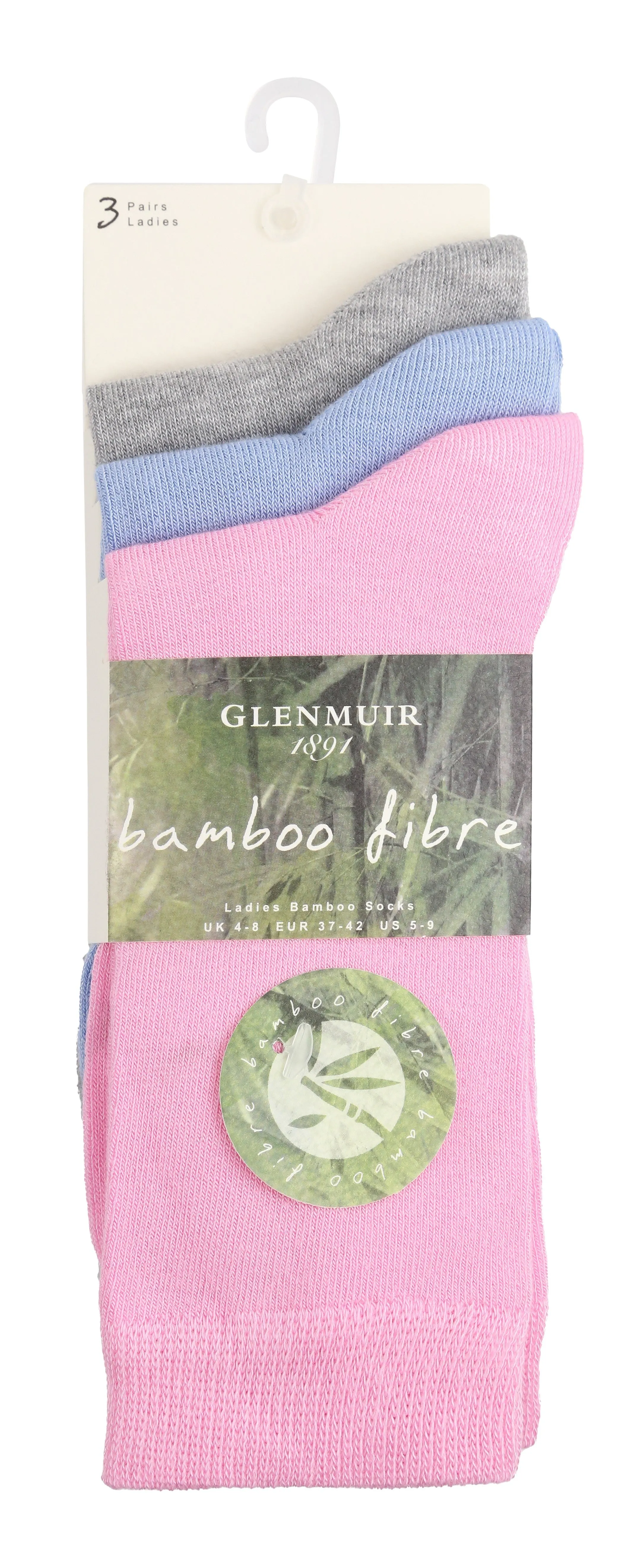 3 Pair Glenmuir Womens Plain Bamboo Socks