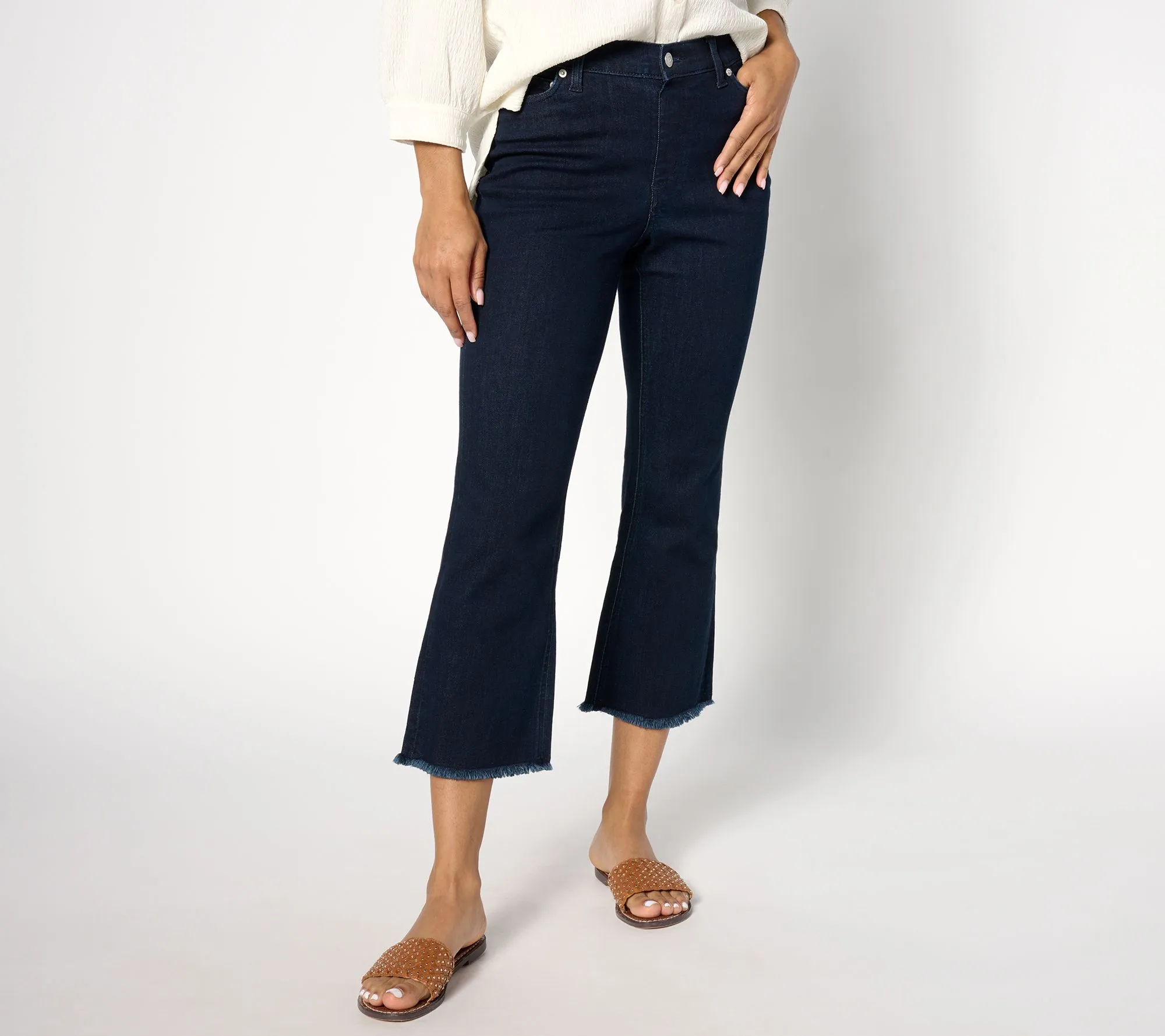 "As Is" Denim & Co. Tall Easy Stretch Mini Bootcut Crop Jean