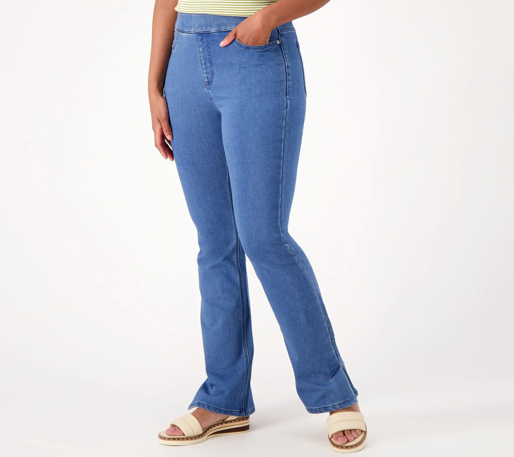 "As Is" Isaac Mizrahi Live! Divine Denim Petite Pull on Bootcut