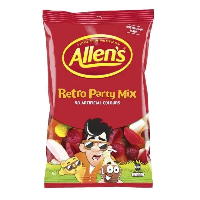 Allens Party Mix Retro Lollies 1kg 6 Pack Bulk