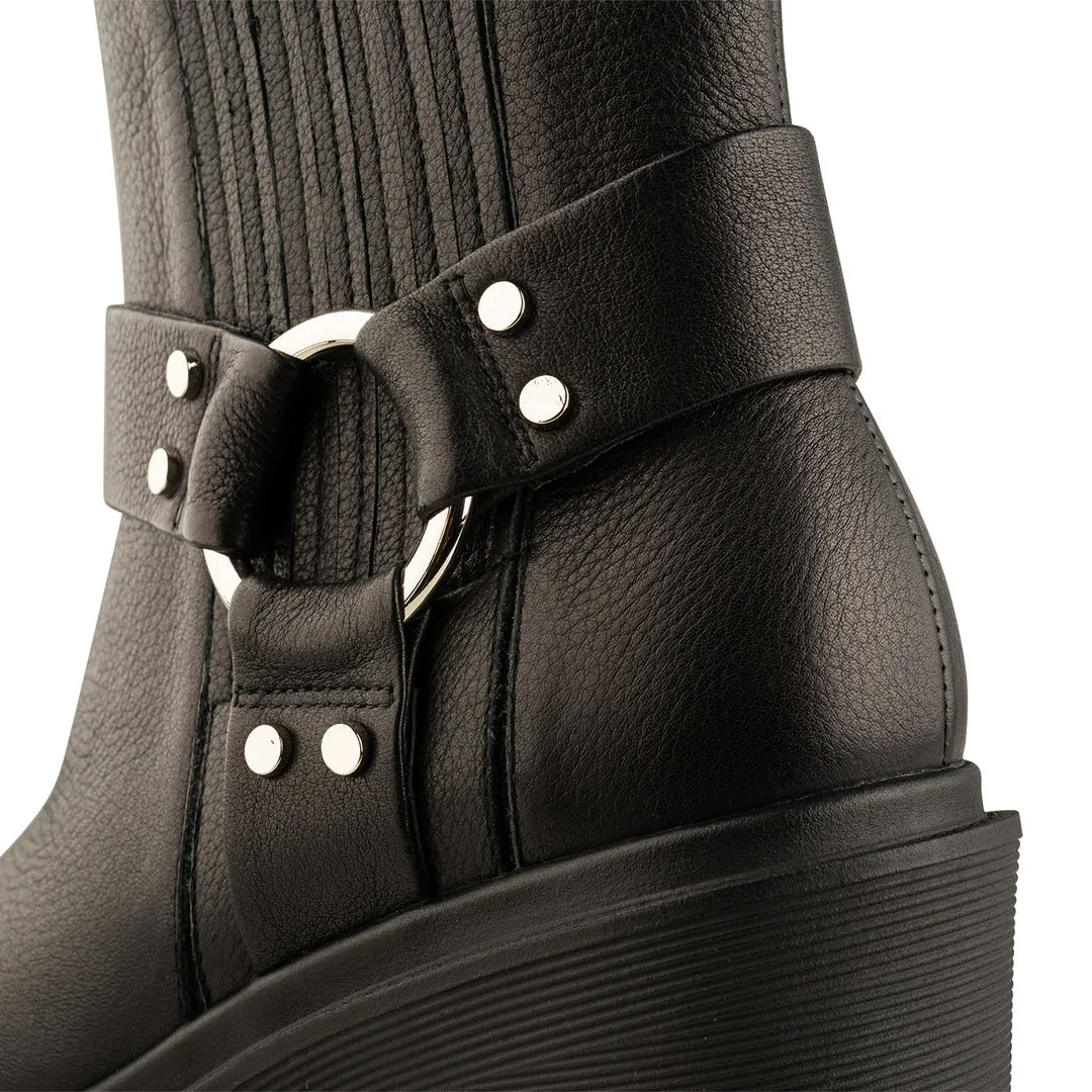 Amina Harness Ankle Boot Black