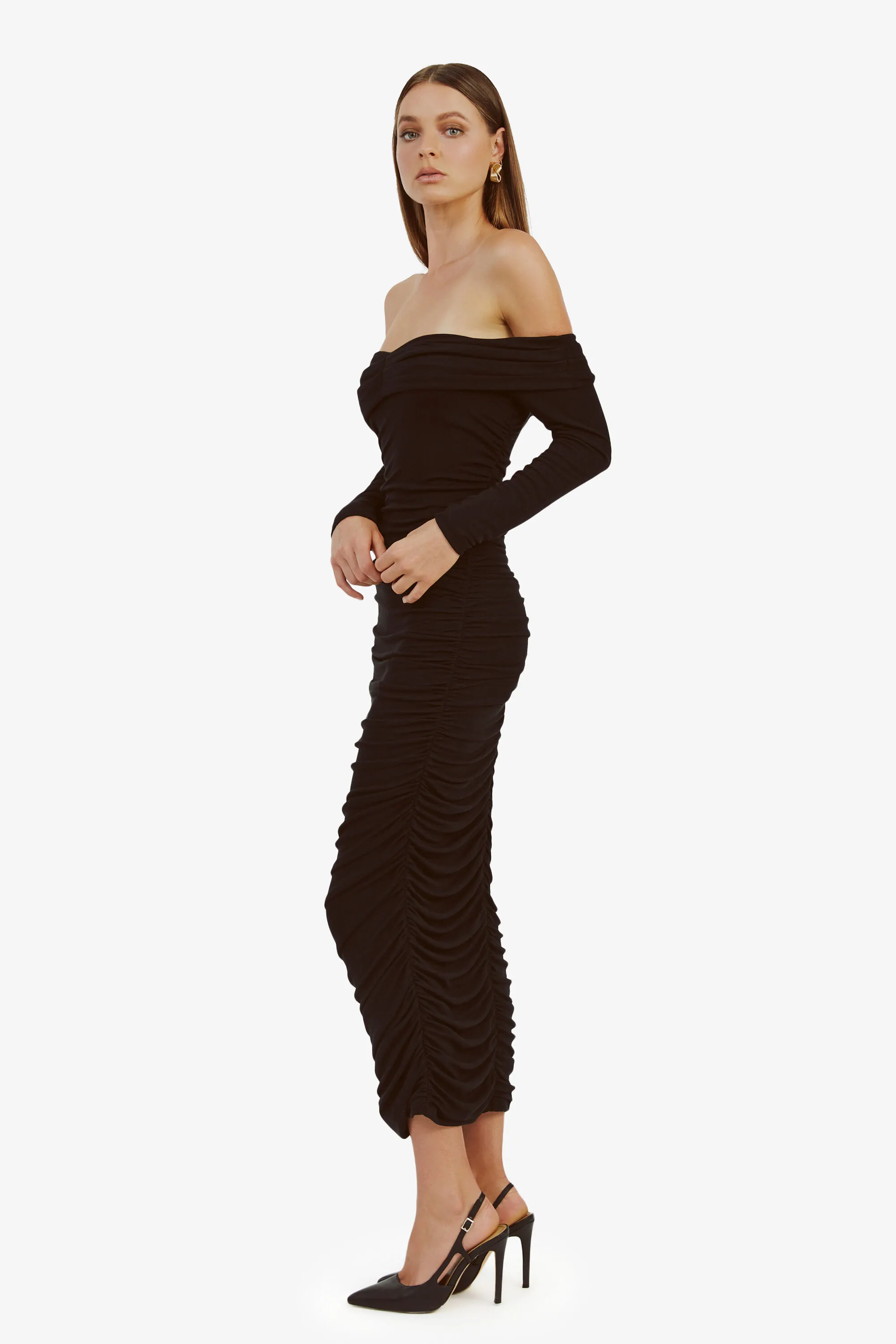 arkie knit maxi dress in black