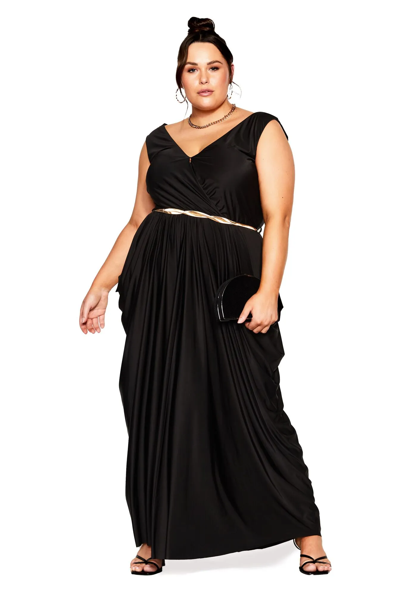 Athena Goddess Maxi Dress - black