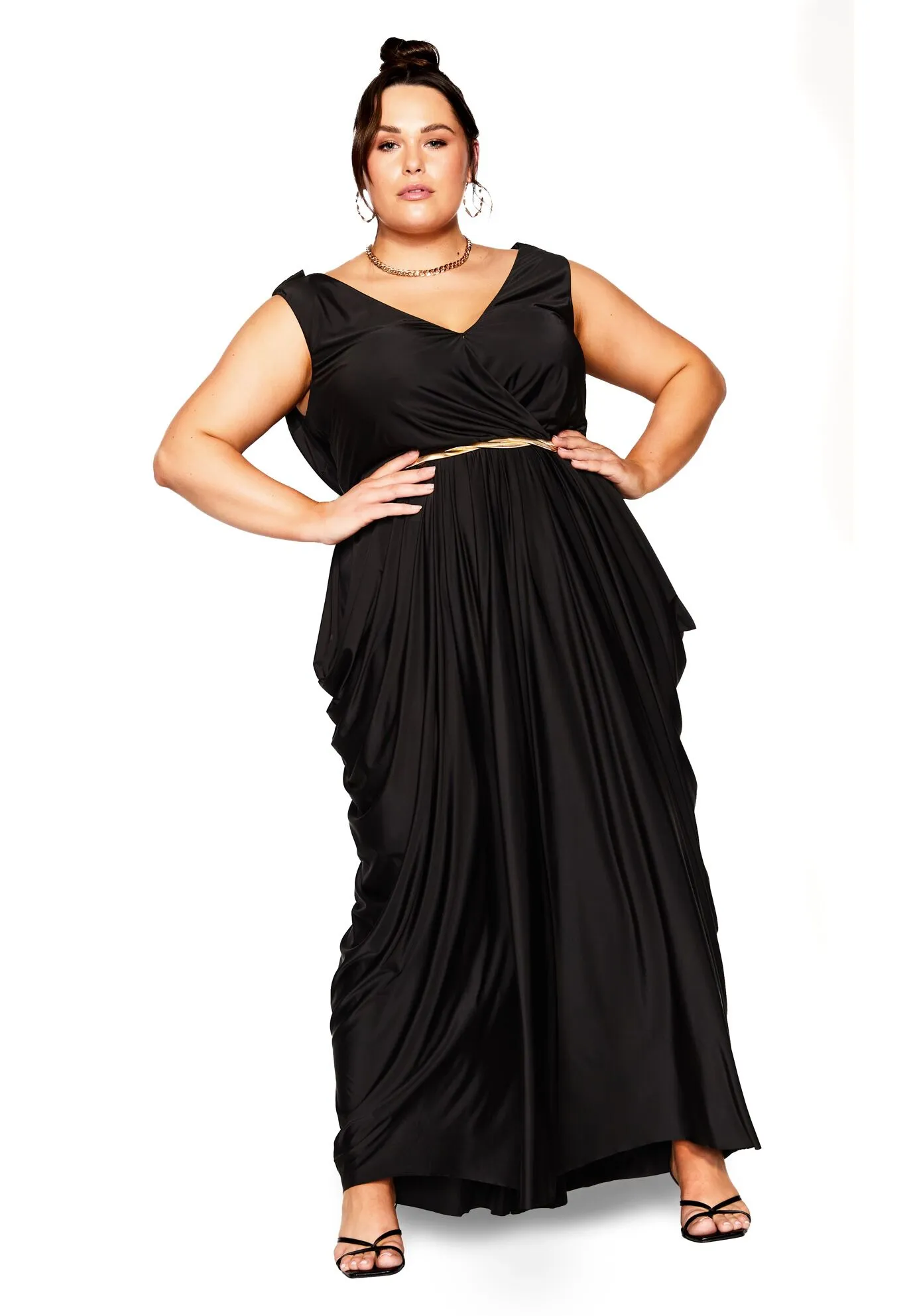 Athena Goddess Maxi Dress - black