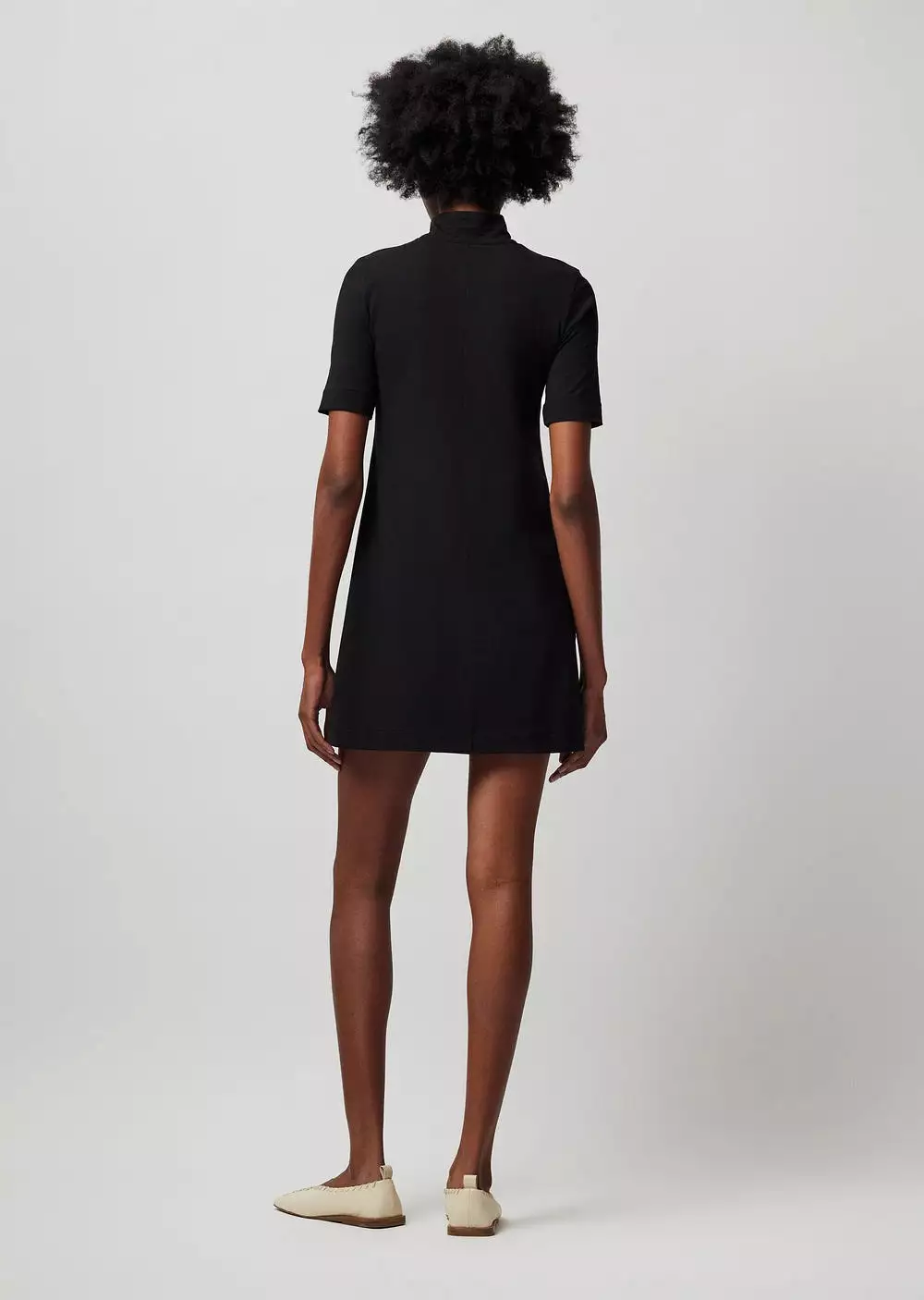 ATM Pima Cotton Zip Front Dress Black