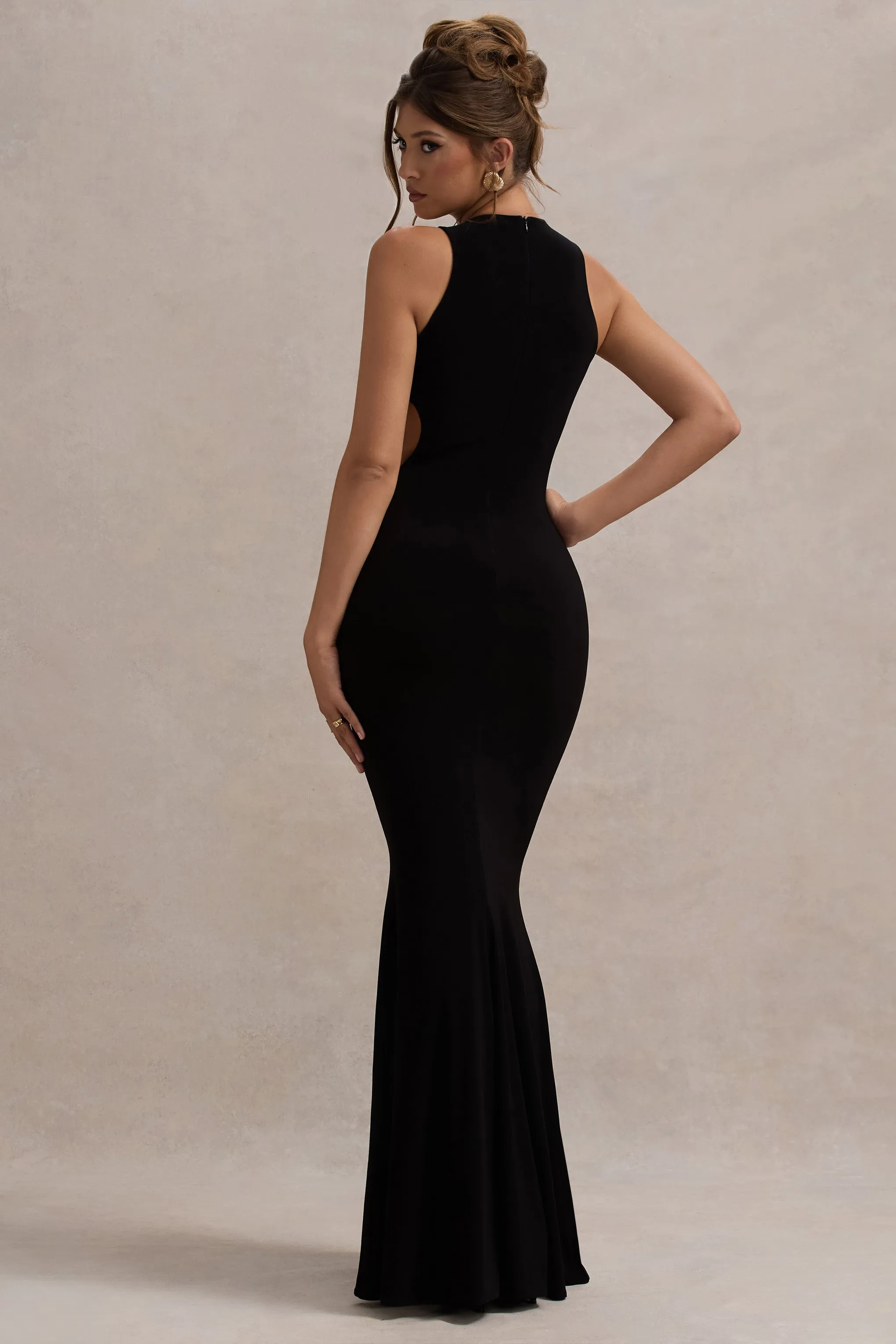 Aurelie | Black Cut-Out Maxi Dress With Bows