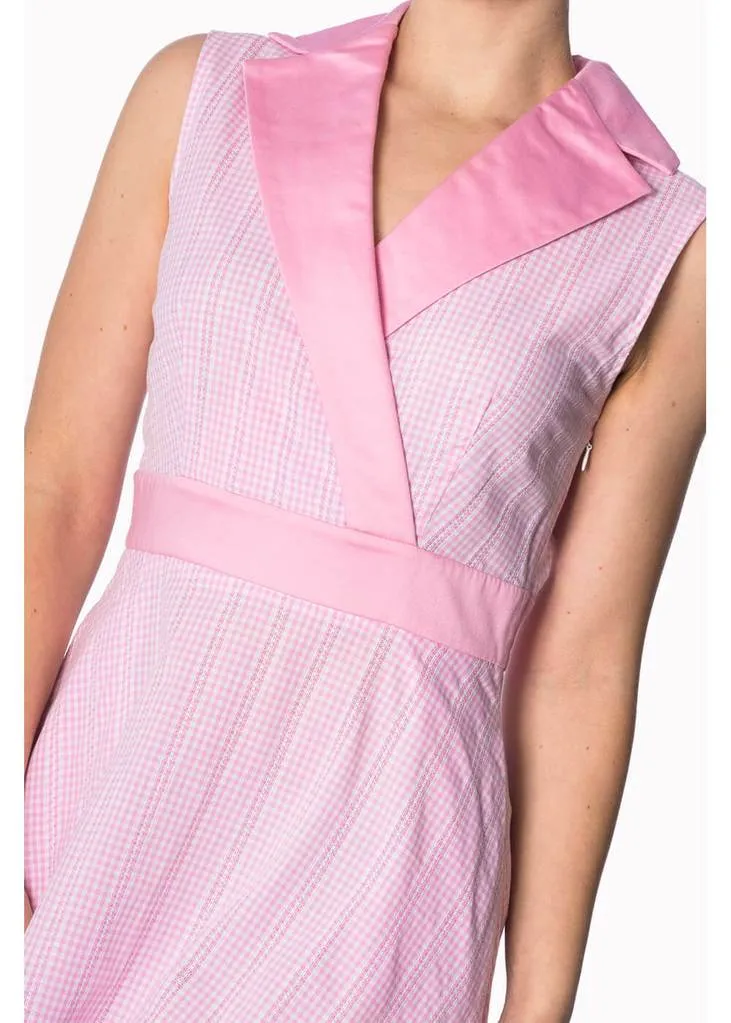 Banned Grease Gingham 50's Dinner Dress Pink