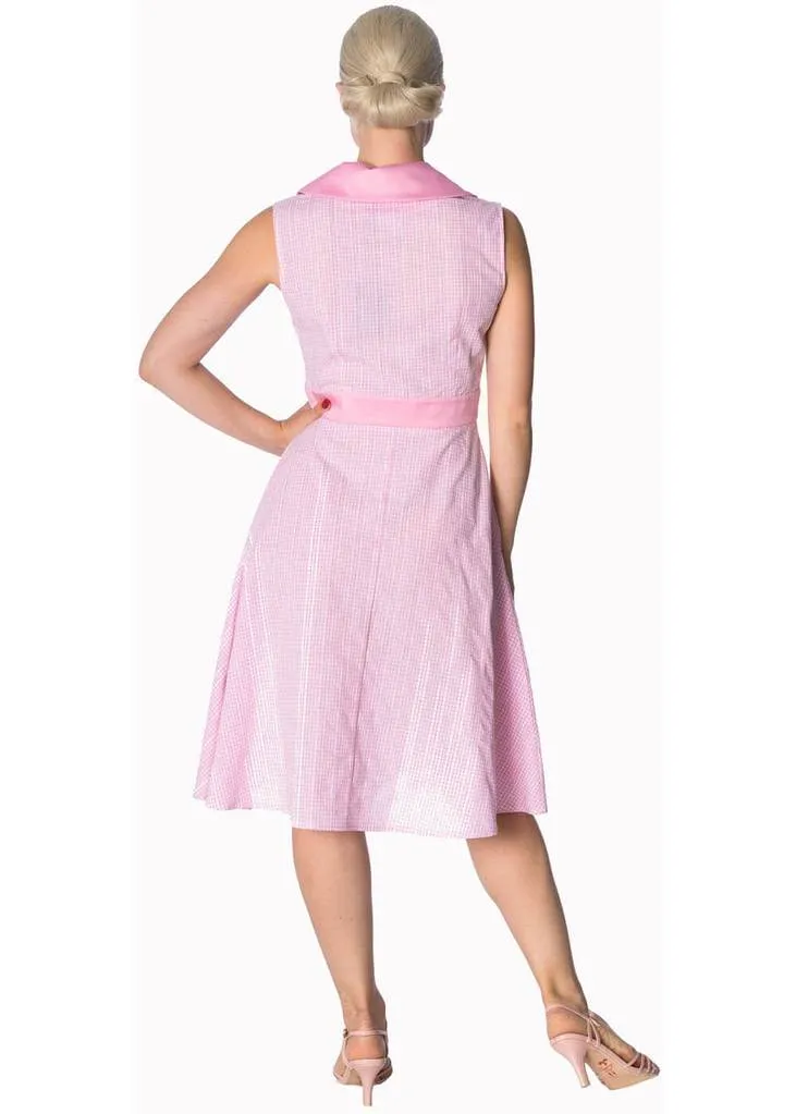 Banned Grease Gingham 50's Dinner Dress Pink