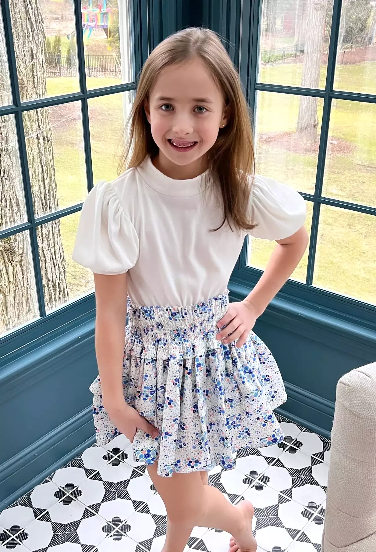 Be Elizabeth by James & Lottie - Fall Floral Smocked Ruffle Skirt