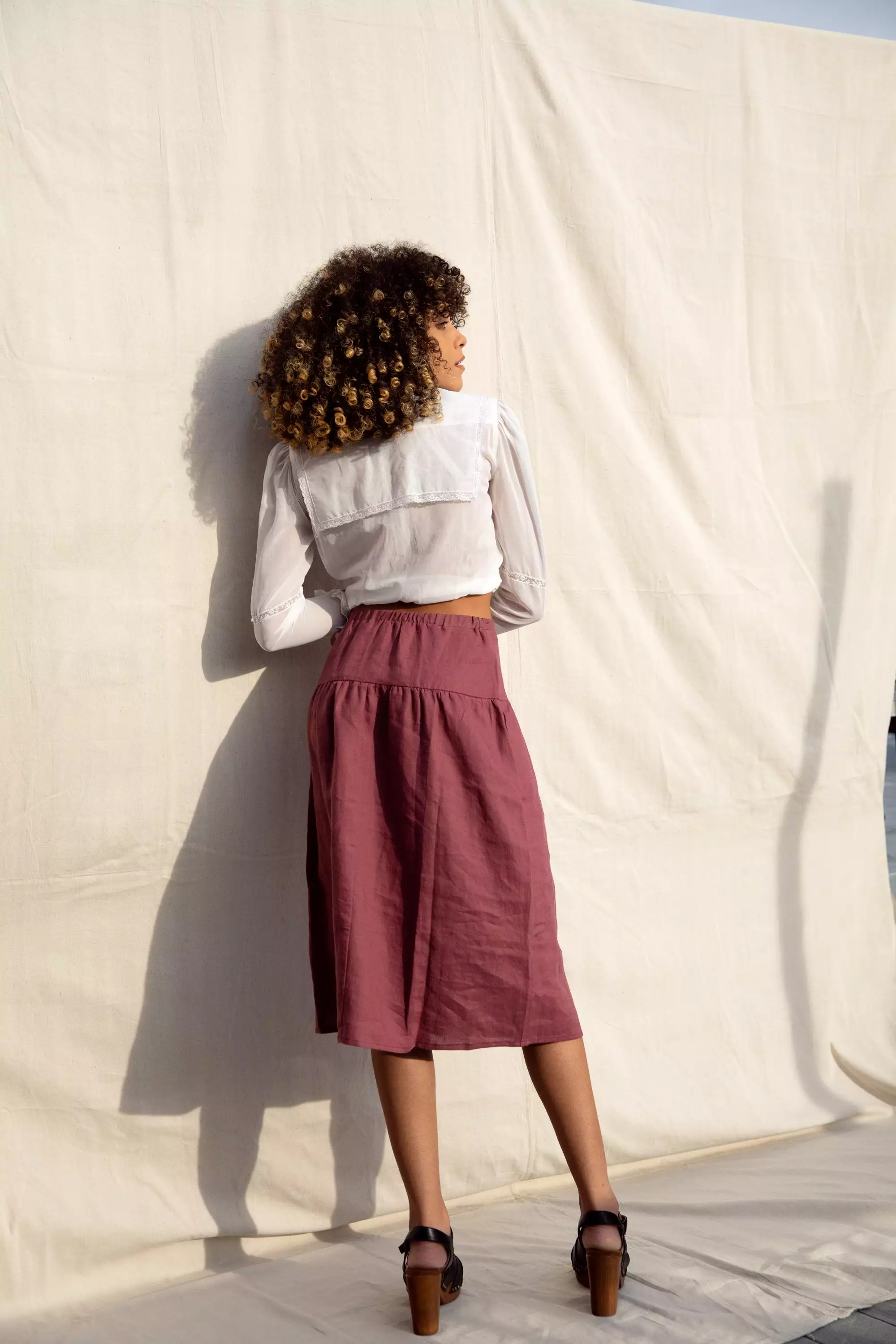 Beth Skirt / Plum Linen