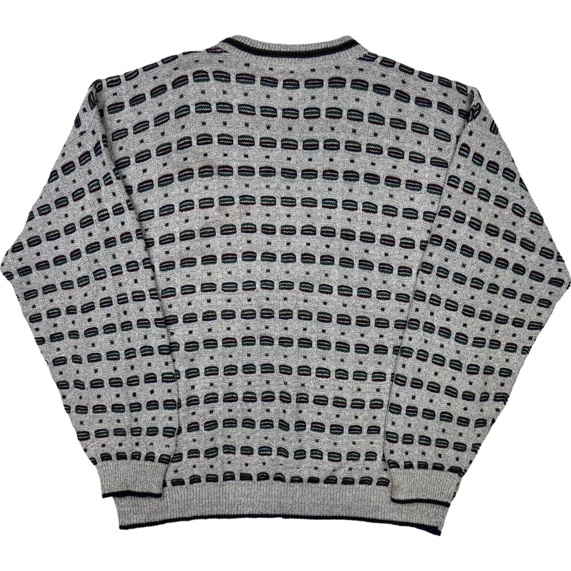 Bill Blass Patterned Knit Sweater Grey