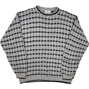 Bill Blass Patterned Knit Sweater Grey