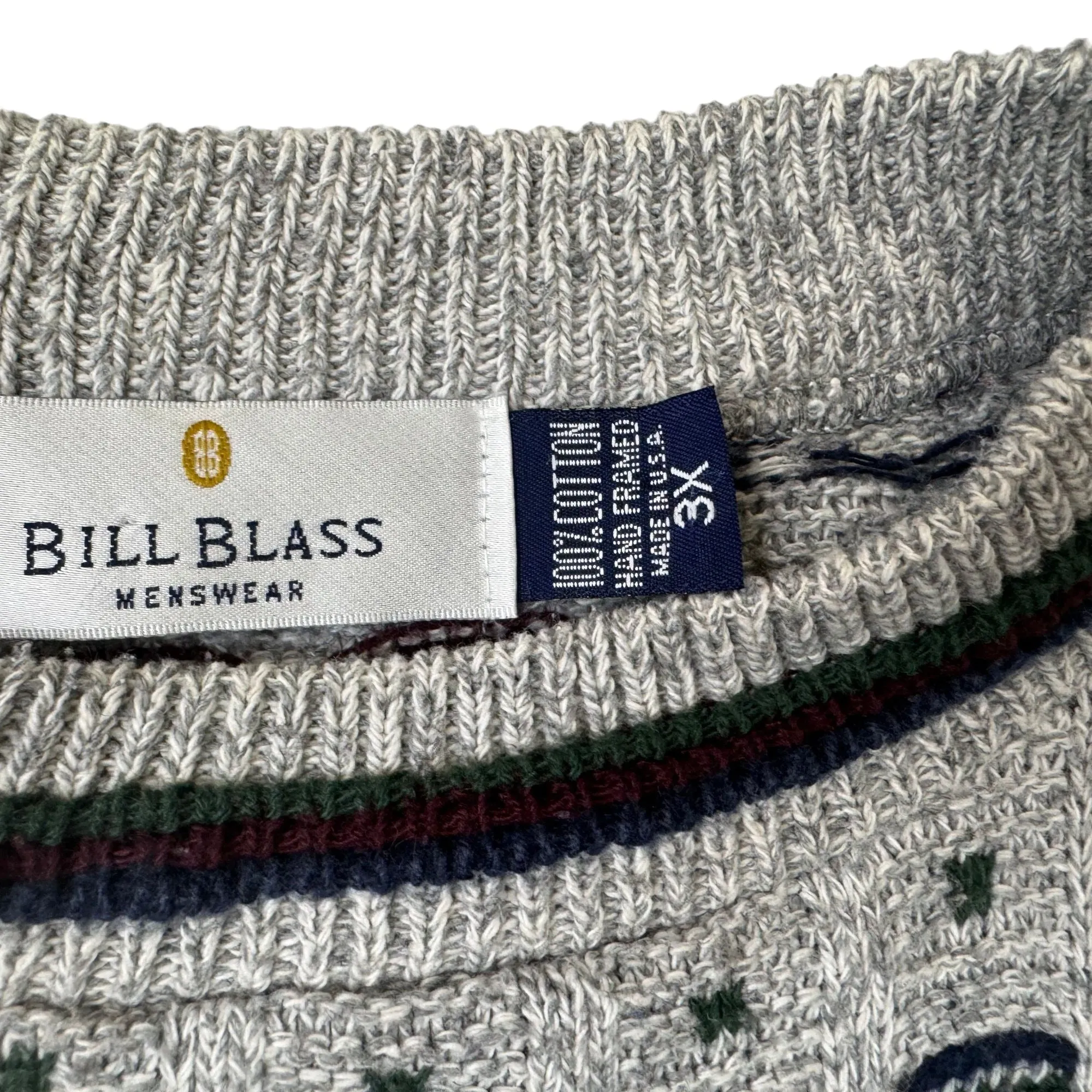 Bill Blass Patterned Knit Sweater Grey