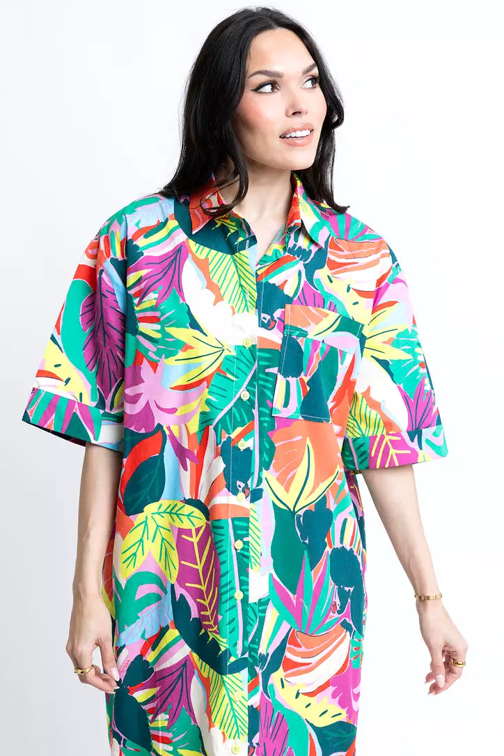 Birds of Paradise Shirt Maxi Dress