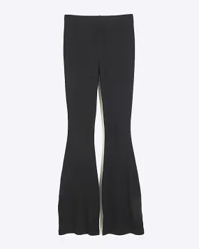 Black High waisted Ribbed Flare Leggings