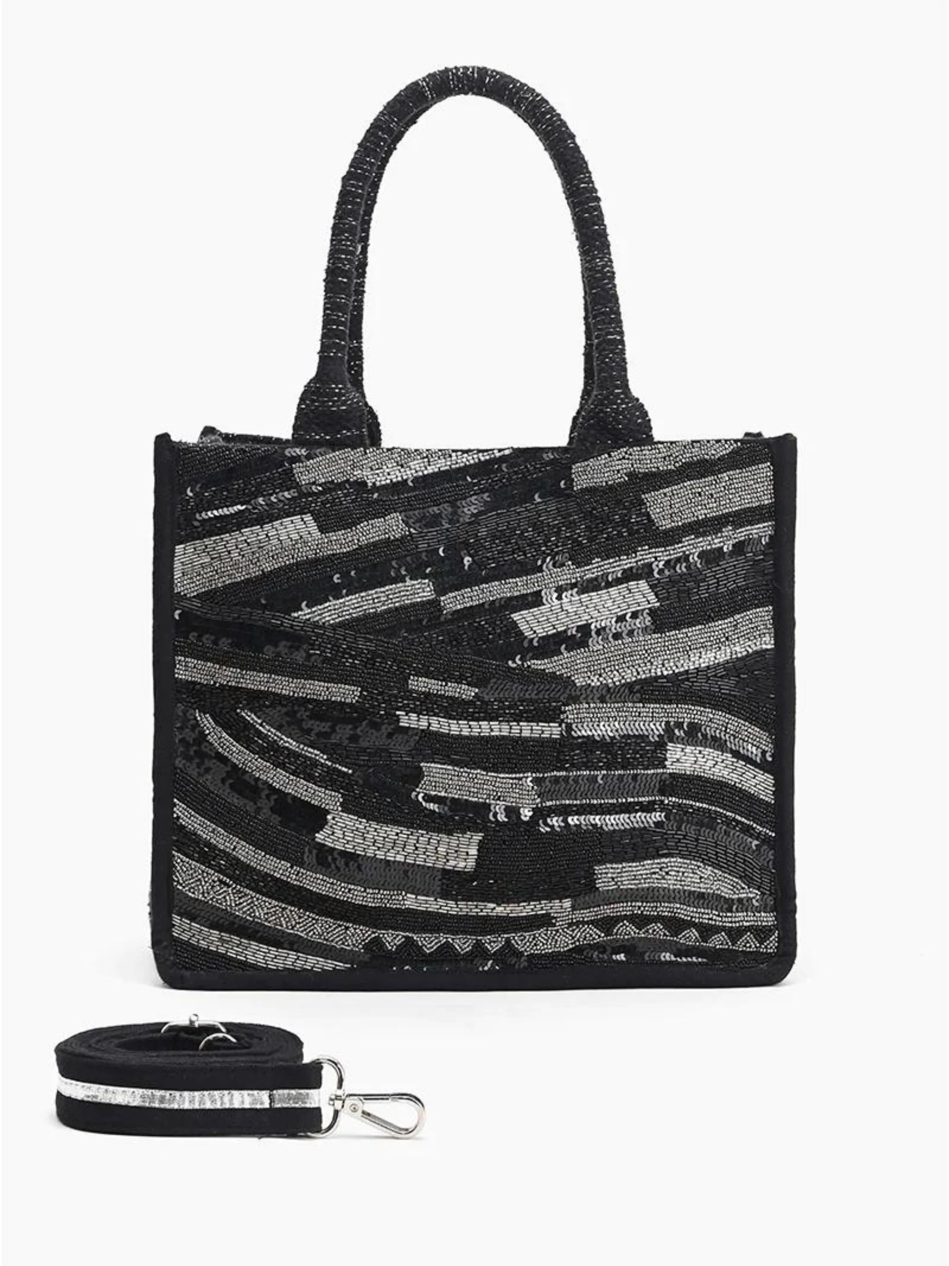 Black Luxe Embellished Tote