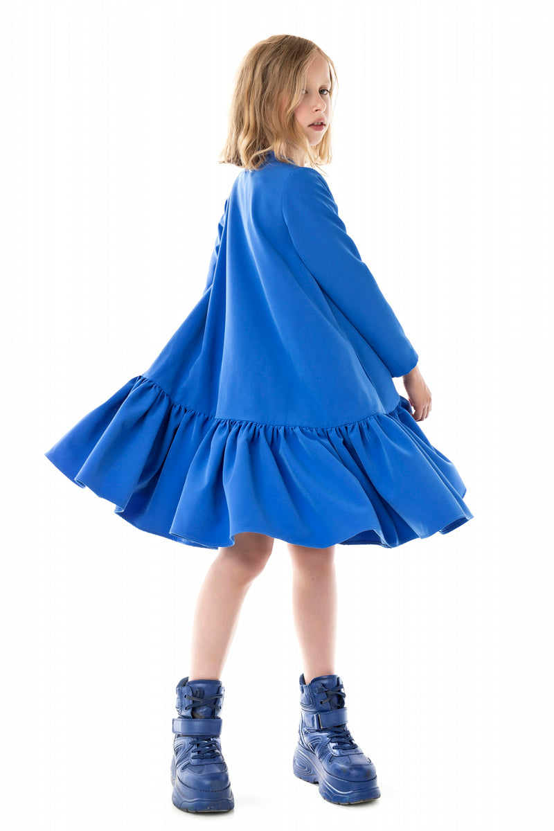 BLUE HEM GATHERED DRESS