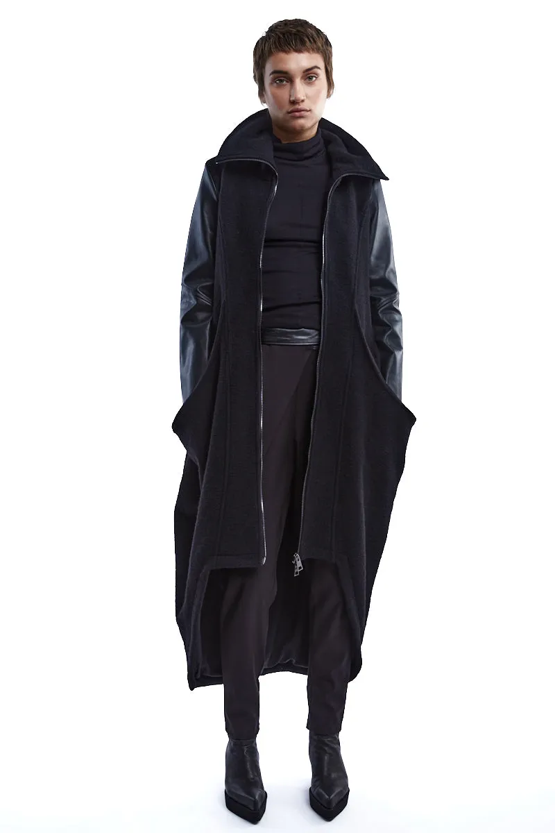 BOILED WOOL ASYMMETRIC COAT