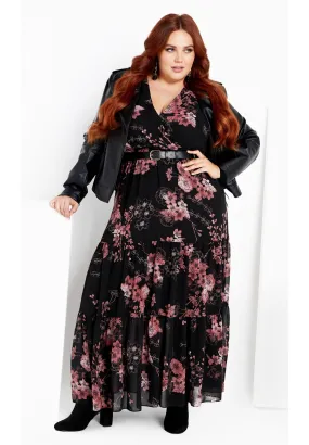 Bold Blossom Maxi Dress - black