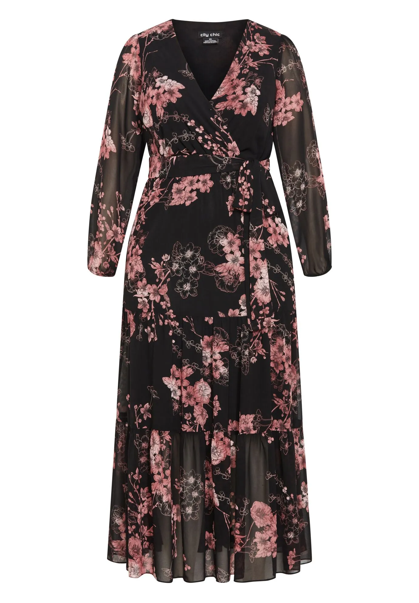 Bold Blossom Maxi Dress - black