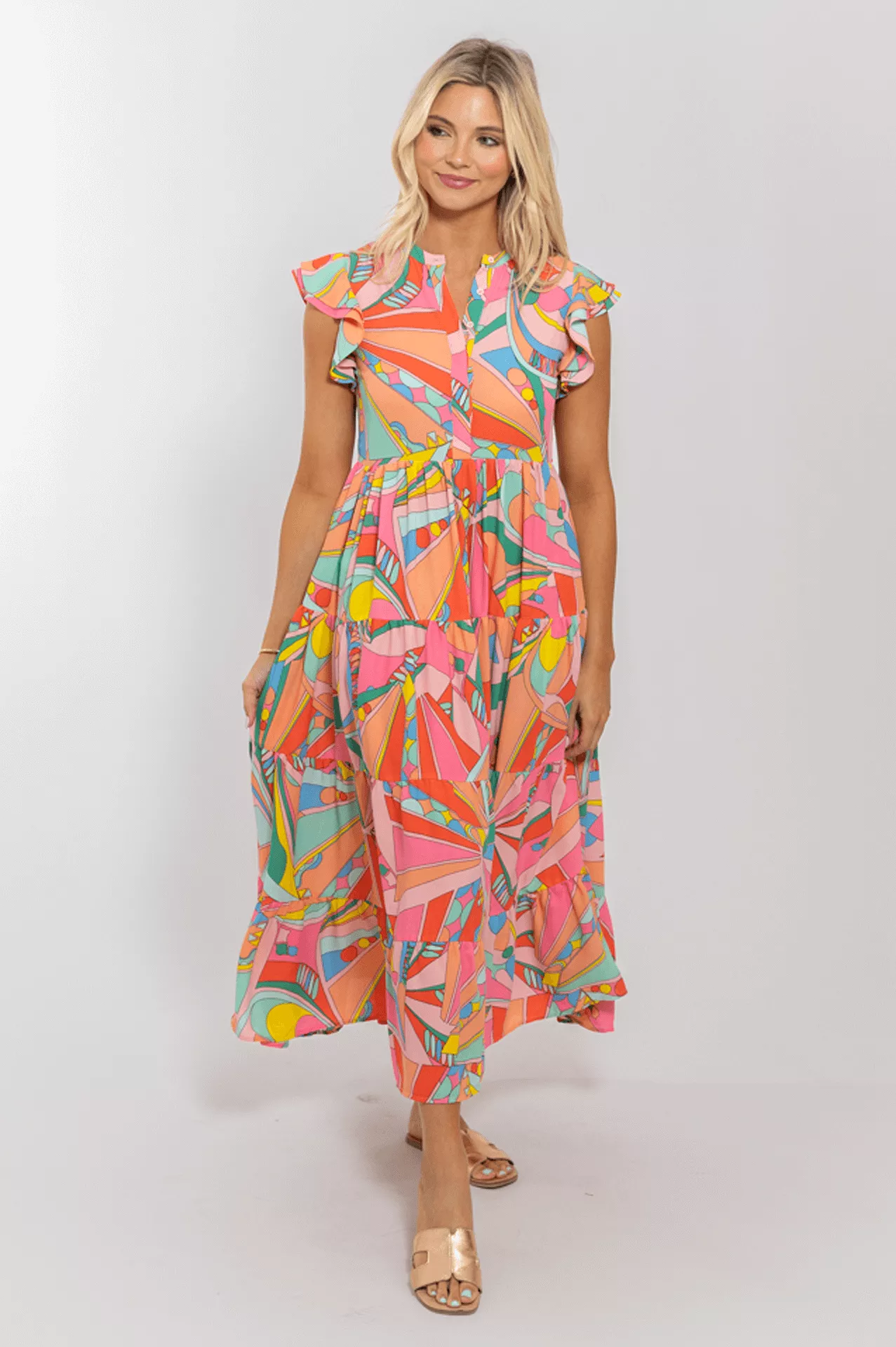 Bright Geometric Maxi Dress