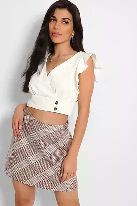 Brown Classic Plaid Trapeze Skirt