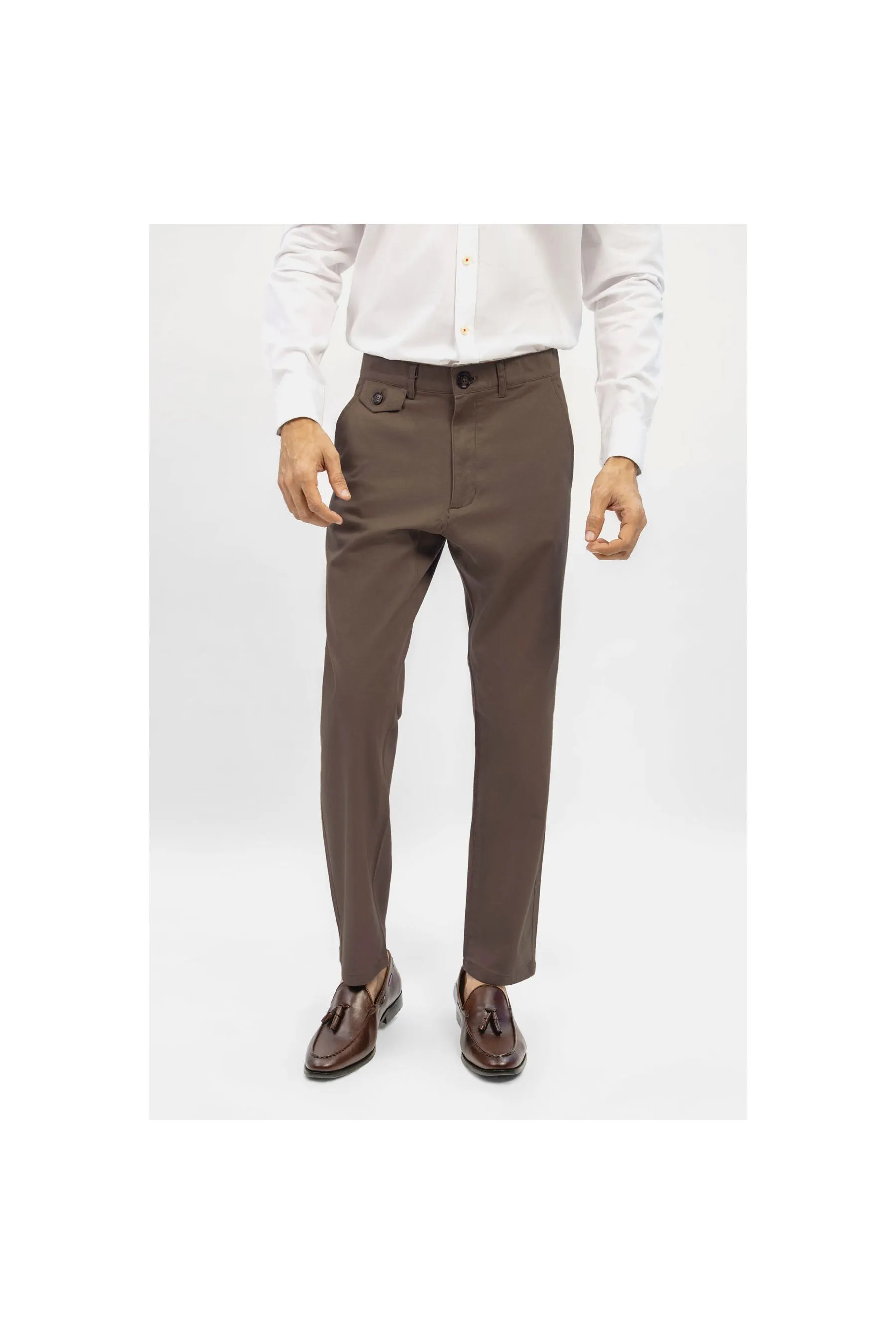 BRUMANO Brown Structured Casual Fit Chinos Brown Men Chinos