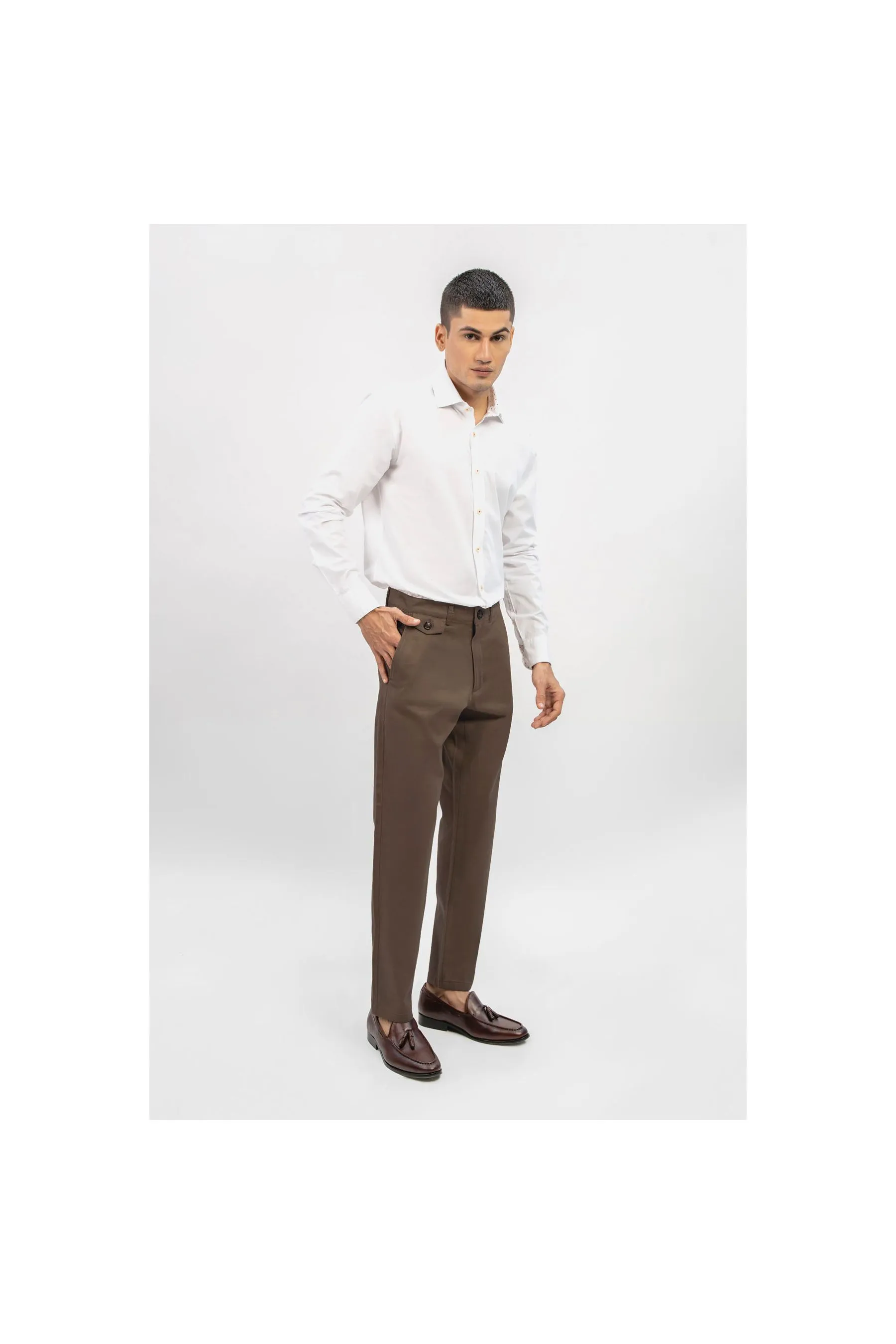 BRUMANO Brown Structured Casual Fit Chinos Brown Men Chinos