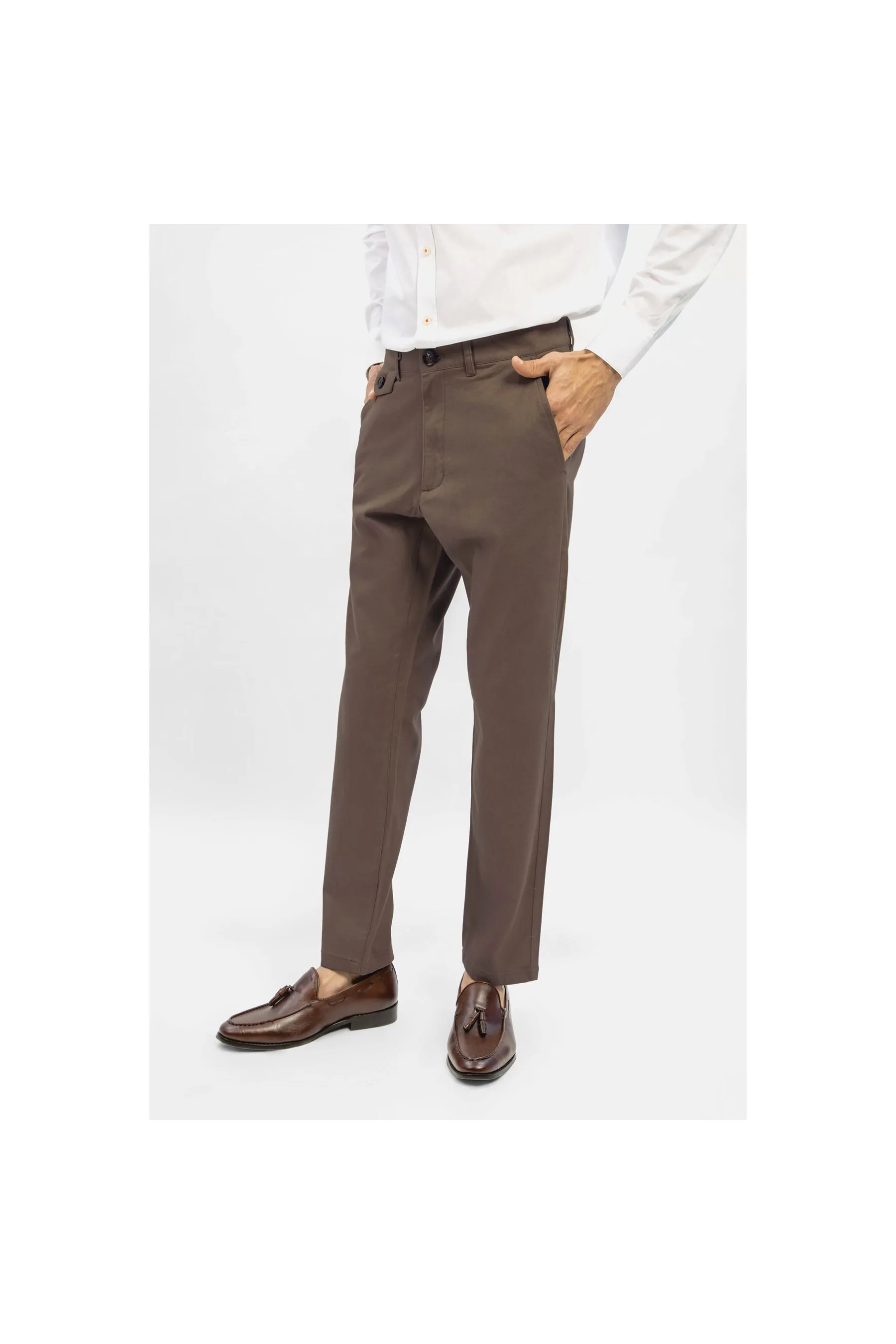 BRUMANO Brown Structured Casual Fit Chinos Brown Men Chinos