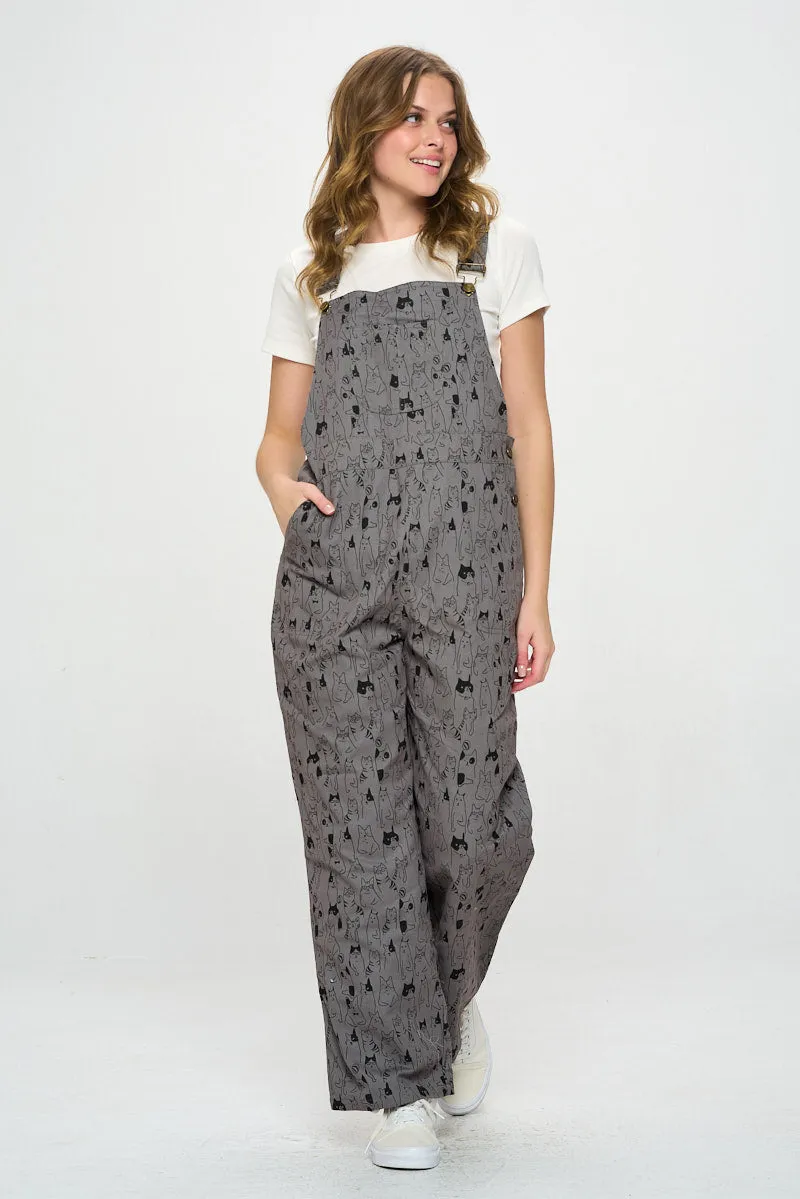 Cat Print Overalls