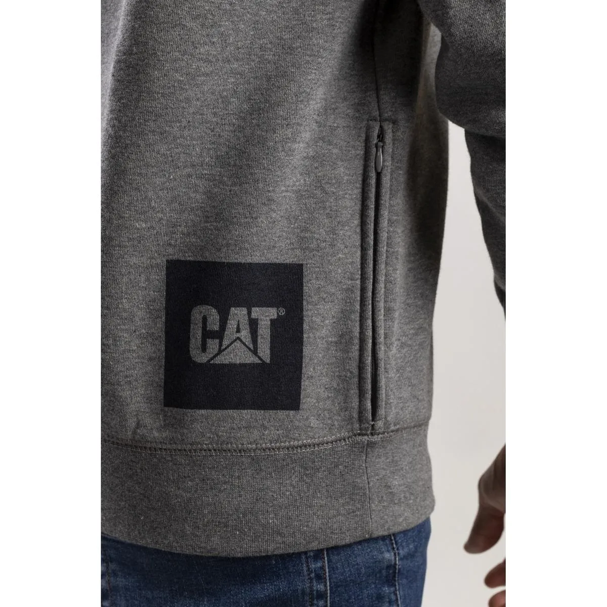 Caterpillar Icon Stripe Crew Neck Sweater Dark Heather