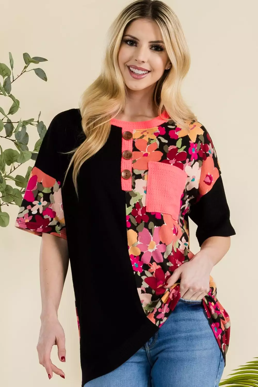 Celeste Full Size Floral Short Sleeve T-Shirt