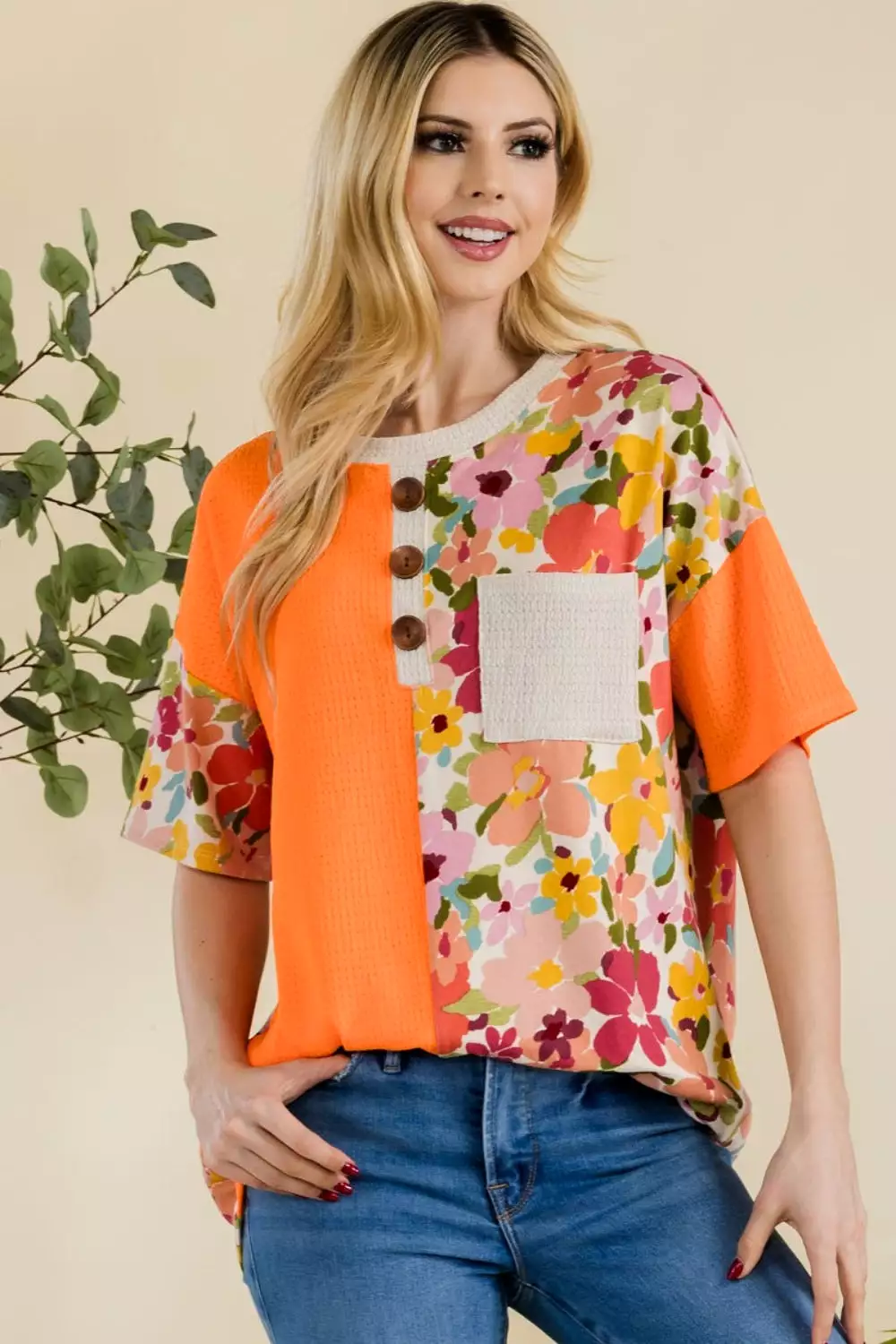 Celeste Full Size Floral Short Sleeve T-Shirt