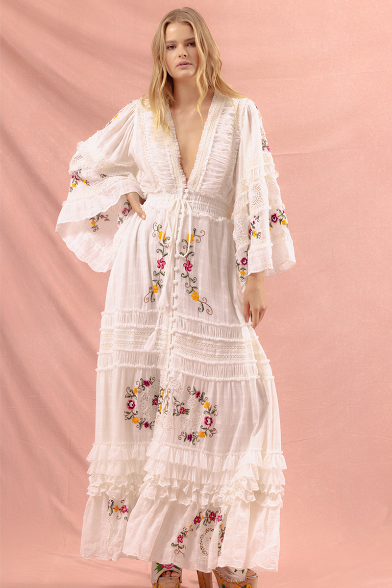 Charm Your Way - Embroidered Maxi Dress/Duster