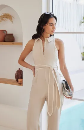 Contrast Binding Collared Jumpsuit (SJP560A)