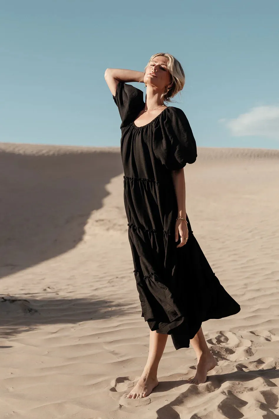 Corinne Tiered Maxi Dress in Black - FINAL SALE