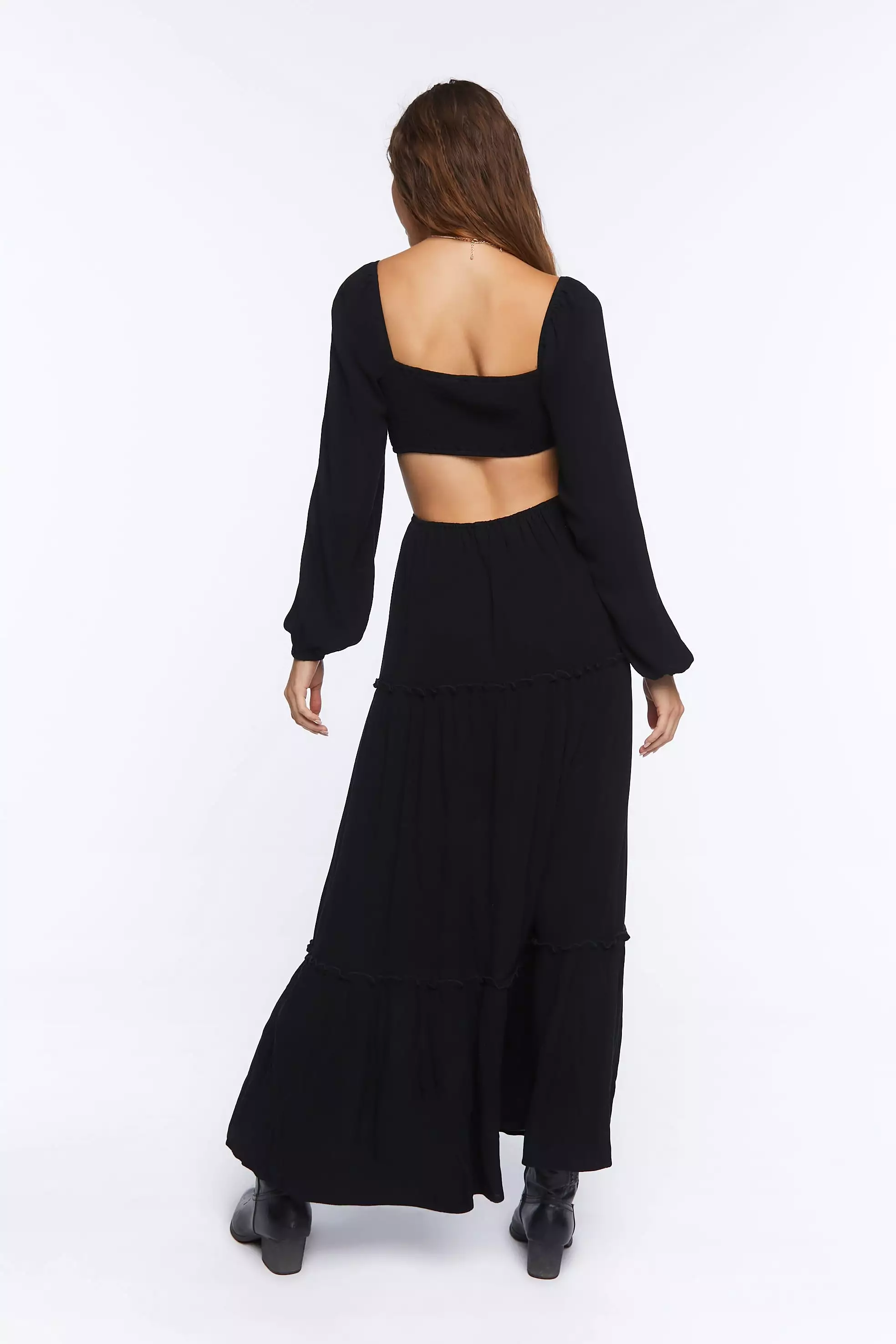 Cutout Maxi Peasant Dress