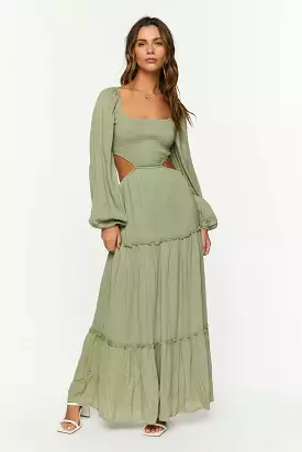 Cutout Maxi Peasant Dress