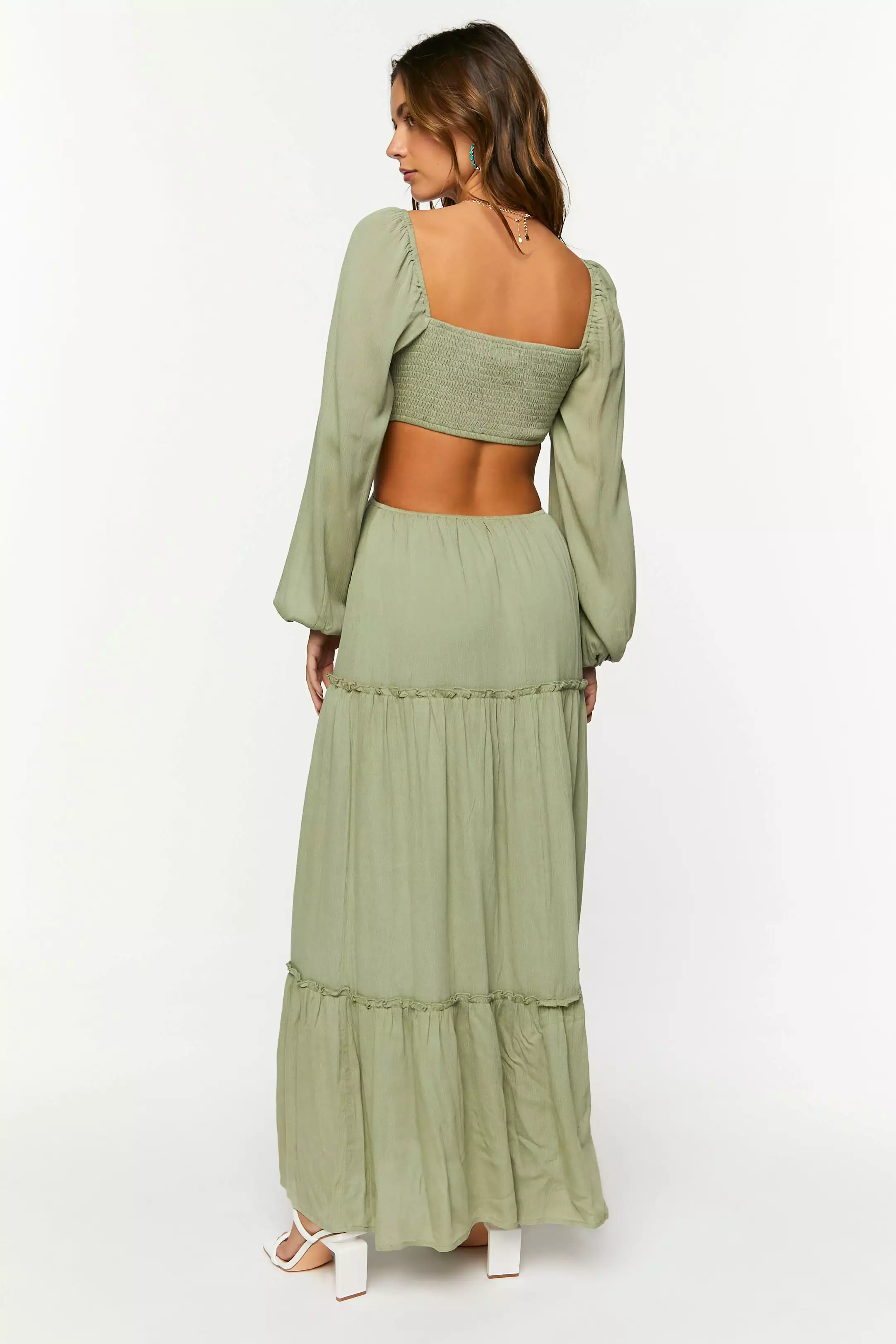 Cutout Maxi Peasant Dress