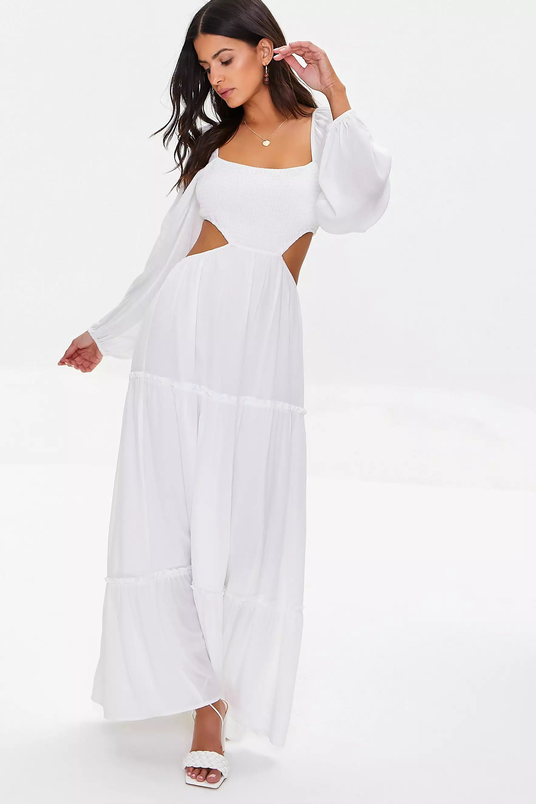 Cutout Maxi Peasant Dress