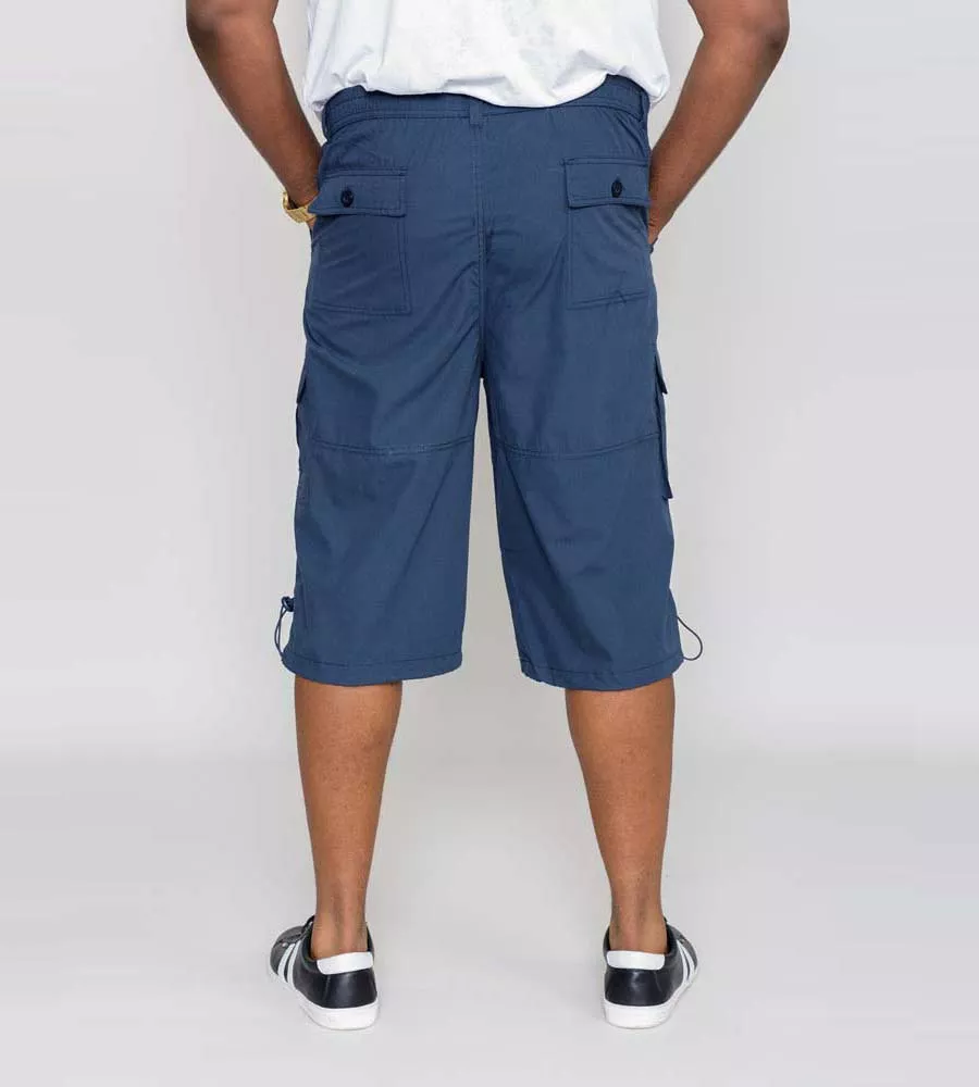 D555 Big Mens Navy Cargo Capri Pant With Leg Pockets (MASON NAVY)