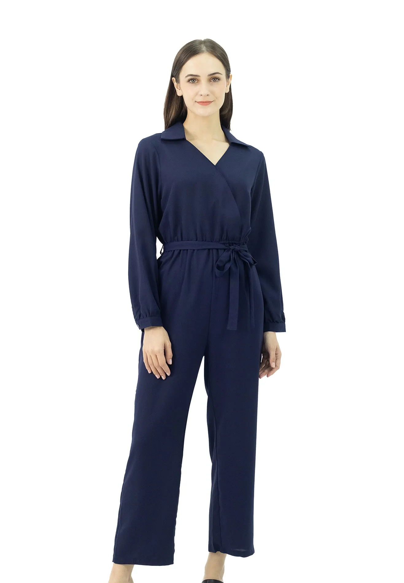 DAISY BY VOIR Buttoned Front Self Belted Jumpsuit