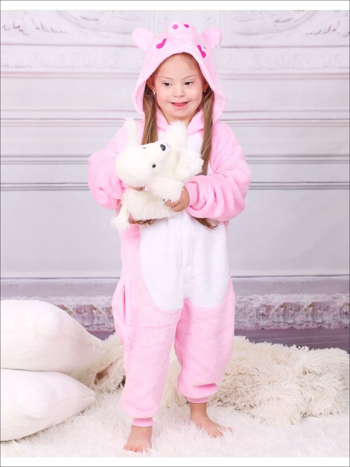 Dozing Piggy Hooded Onesie Pajamas