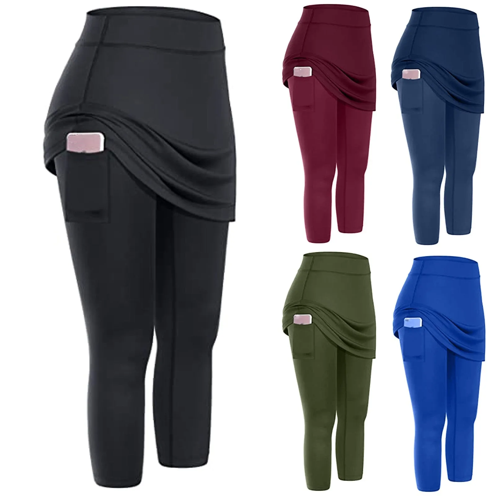 Elastic Sports Yoga Capris Skirts Legging