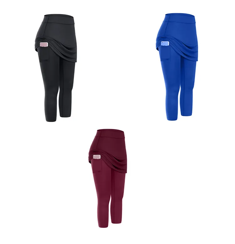 Elastic Sports Yoga Capris Skirts Legging