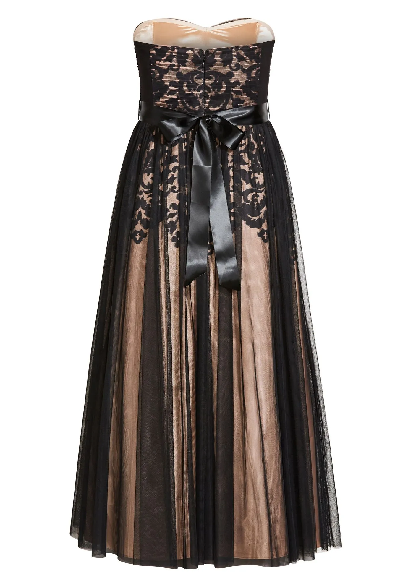 Embroidered Tulle Maxi Dress - black