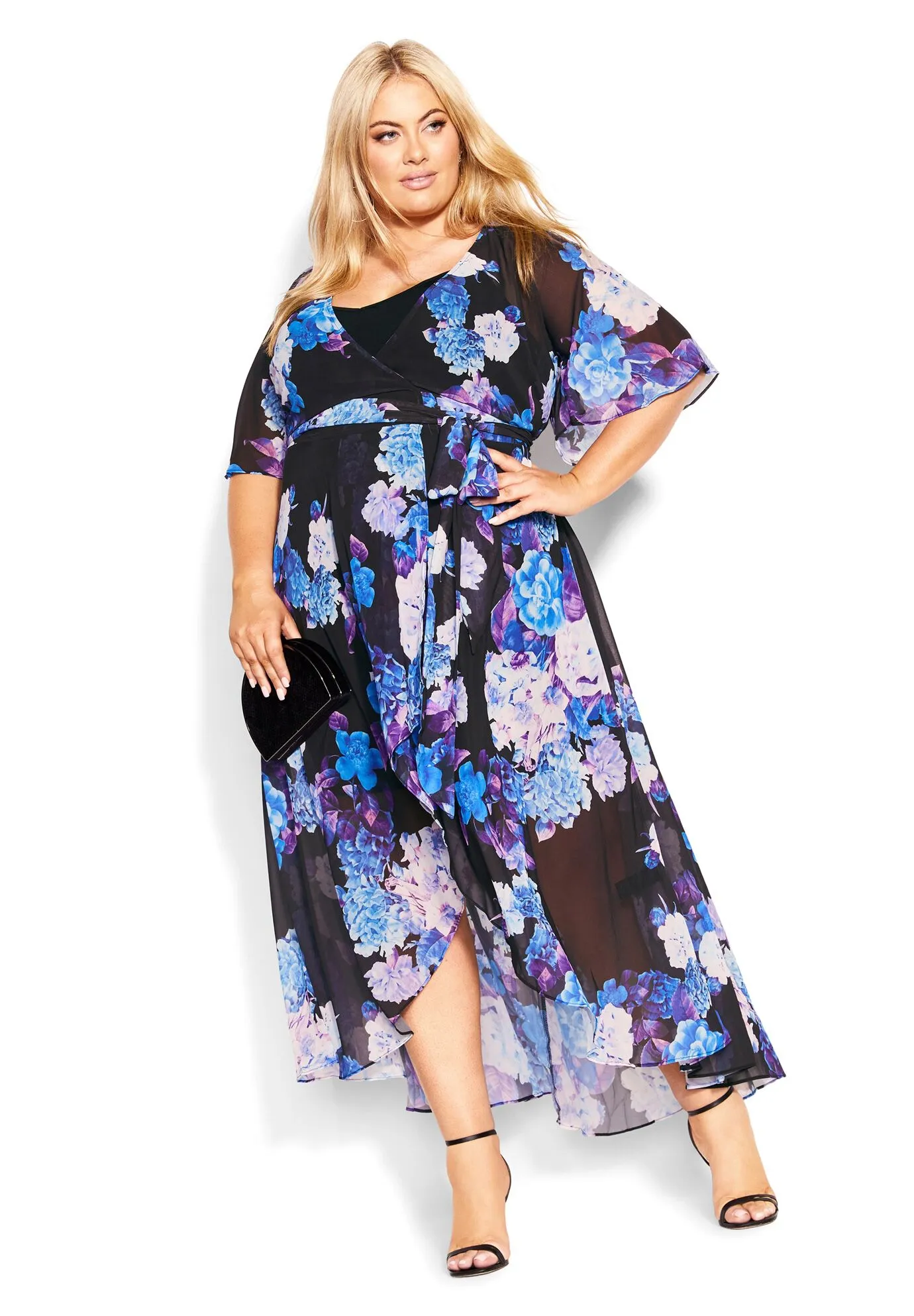 Enthrall Me Print Maxi Dress - black