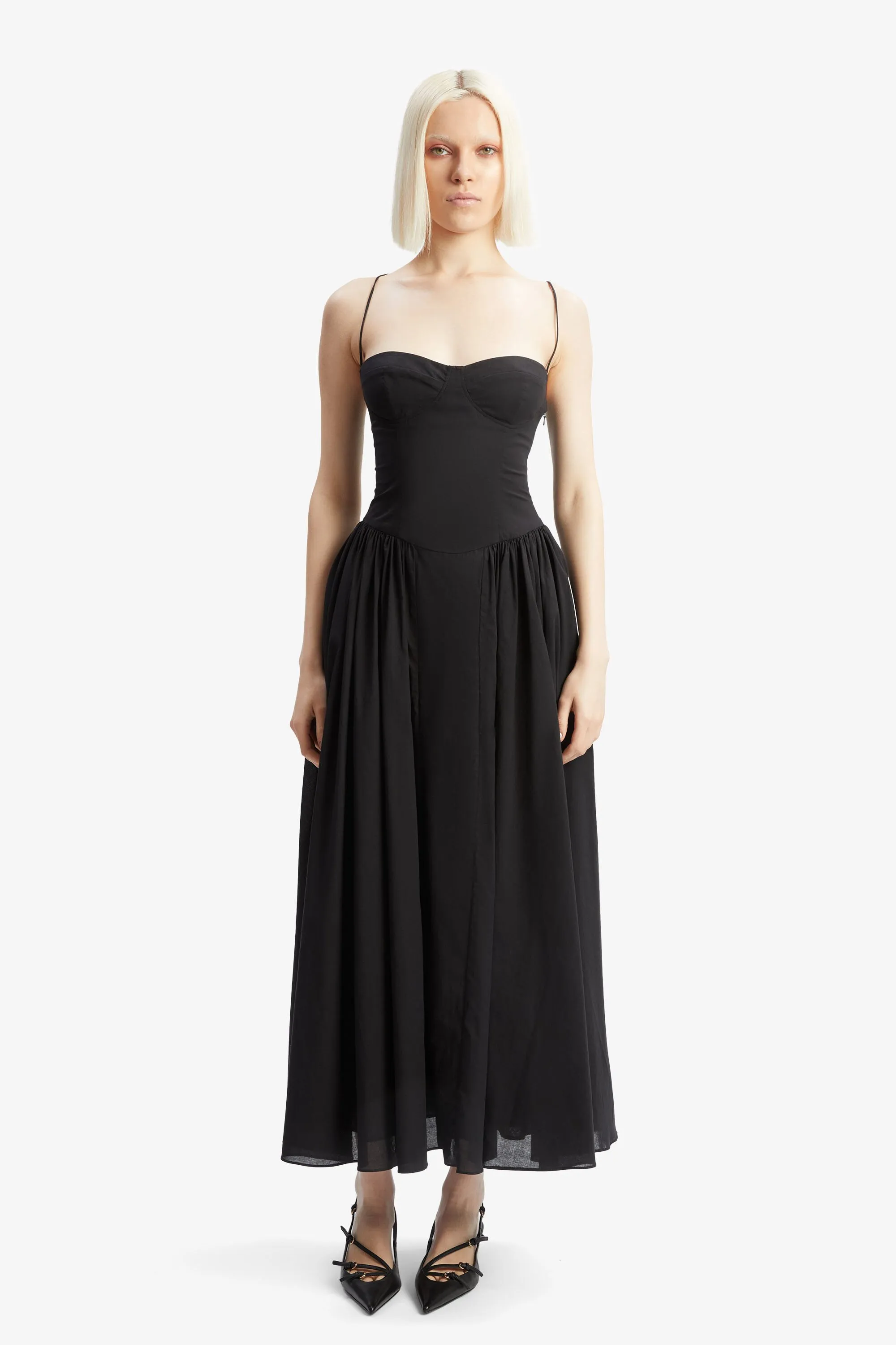 estie cotton maxi dress in black