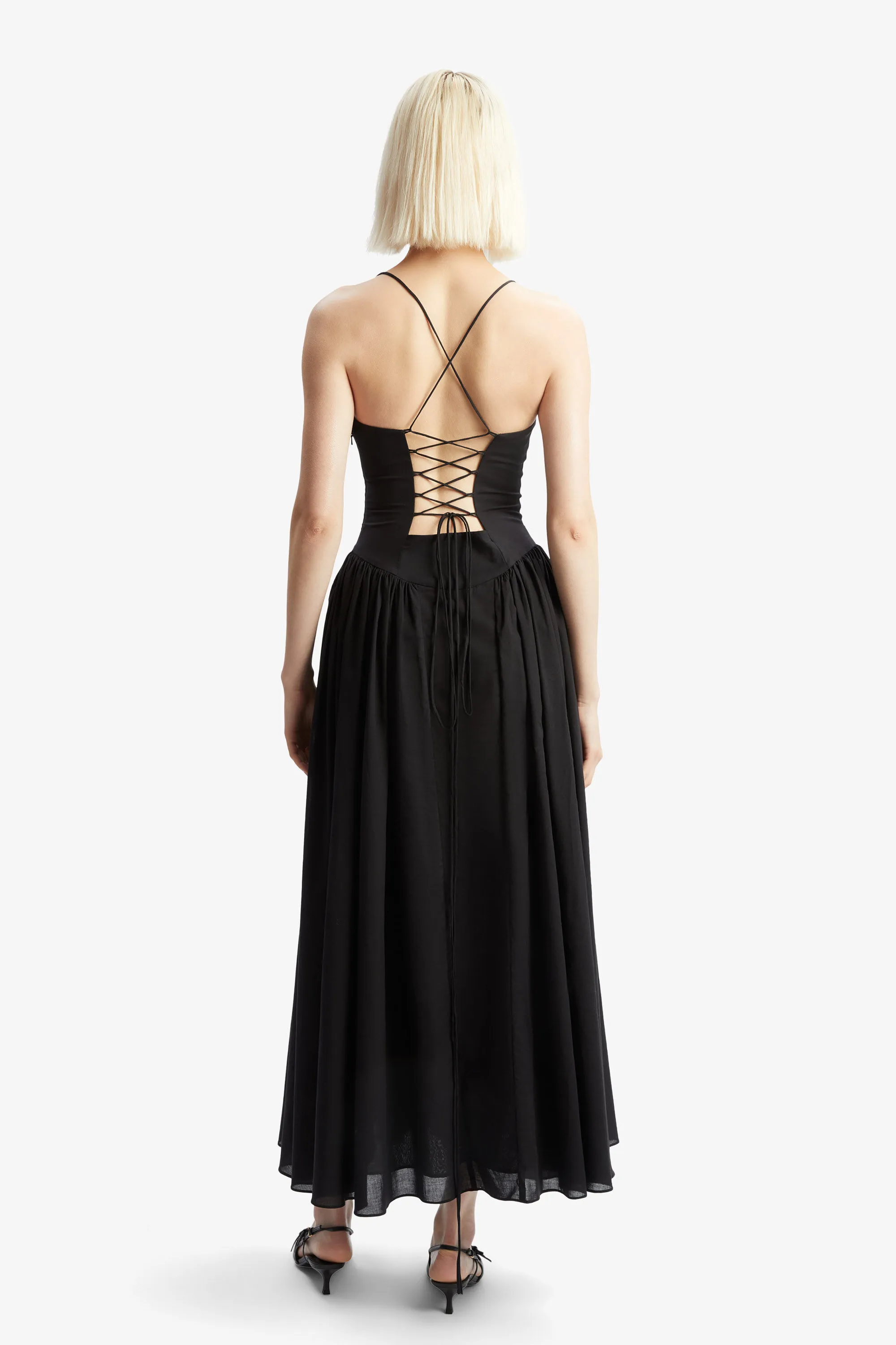 estie cotton maxi dress in black