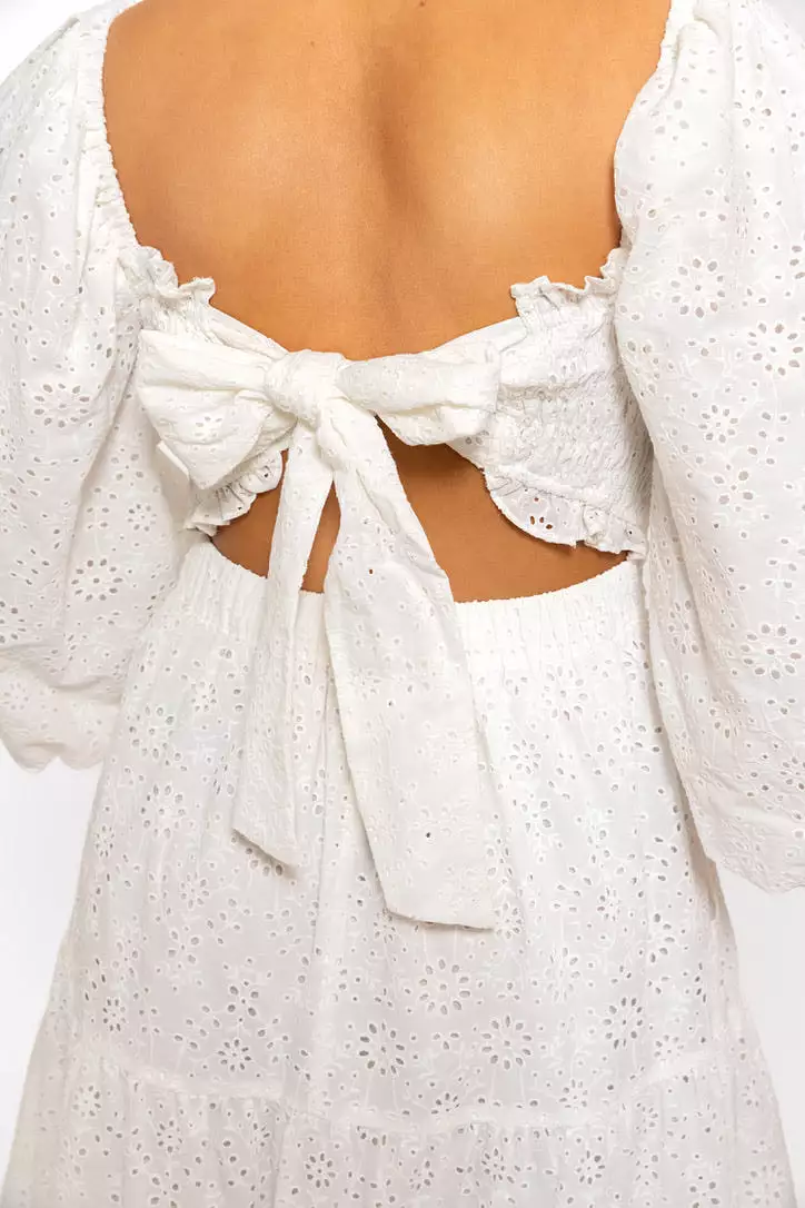 Eyelet Bow Back Maxi Dress